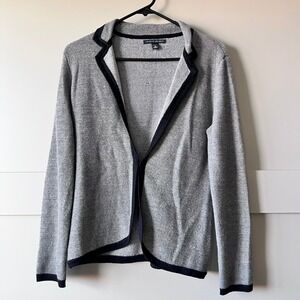 Banana Republic Petite Textured Knit Blazer Cardigan Black White Black Sz M Wool